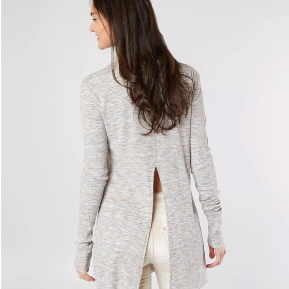 We The Free Stonecold Ribbed Tunic Top Boho Lightweight Split Back Long Sleeve L - Picture 2 of 7